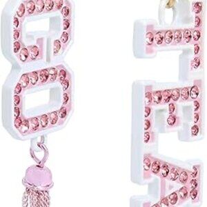 BETSEY JOHNSON "GO TEAM" Mismatch Gold Drop Earrings W/ Stones & Fringe! - NEW!